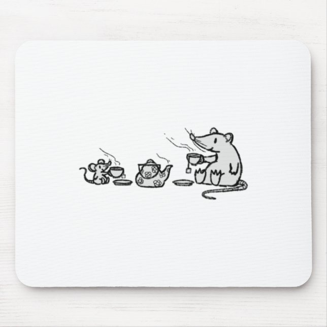 Tapis De Souris Souris Et Rat Ont Un Sticker Grand Tea Party (Devant)