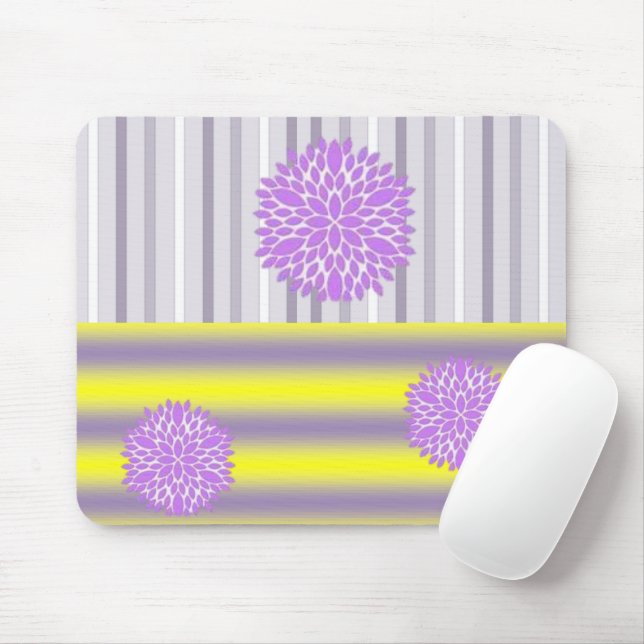 Tapis De Souris Souris Floral Violet Jaune Pad Souris ! Tapis de s (Avec souris)