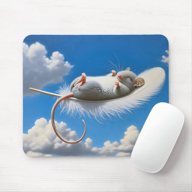 Tapis De Souris Souris Flottant Sur Une Plumes (Avec souris)