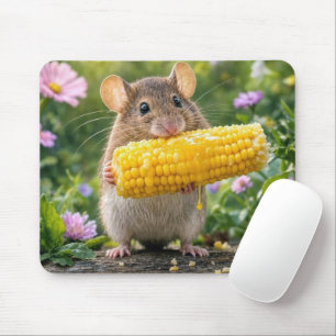 Tapis De Souris Souris mangeant du maïs en épi
