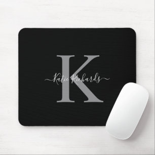 Tapis De Souris Souris Monogramme noir et gris