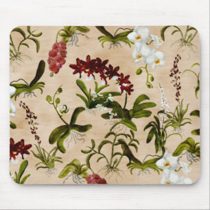 Tapis De Souris Souris - Motif orchidée en beige