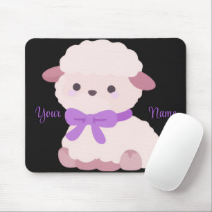 Tapis De Souris Souris personnalisée Mouton Assis Kawaii Violet