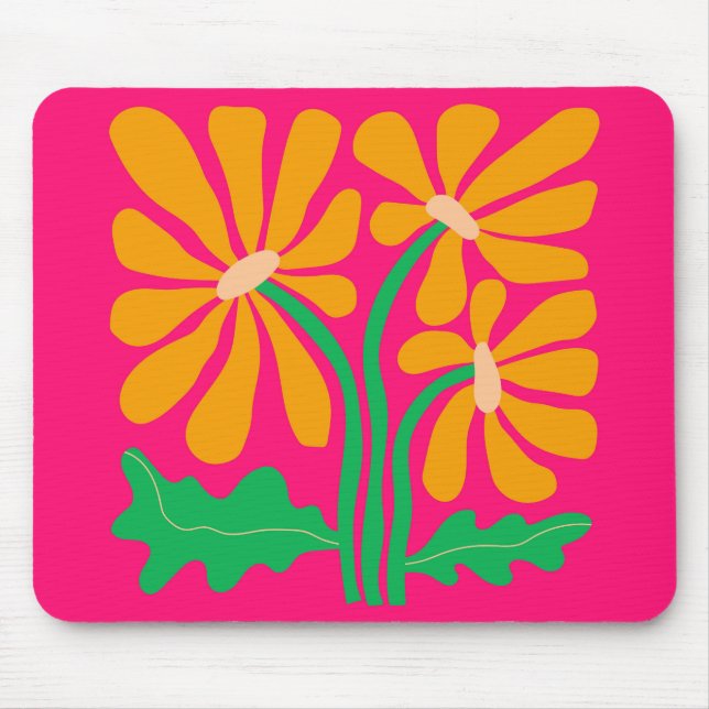 Tapis De Souris Souris rose Fleur Rétro (Devant)