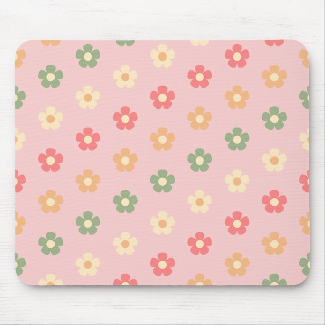 Tapis De Souris Souris rose floral esthétique (Devant)