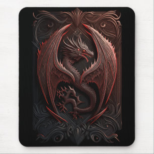 Tapis De Souris Souris rouge et noir Dragon