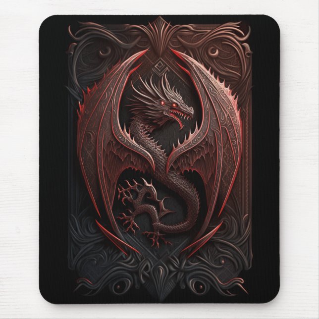 Tapis De Souris Souris rouge et noir Dragon (Devant)