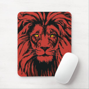 Tapis De Souris Souris rouge Lion Tête de lion colorée
