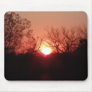 Tapis De Souris Souris Silhouette Rouge Coucher De Soleil