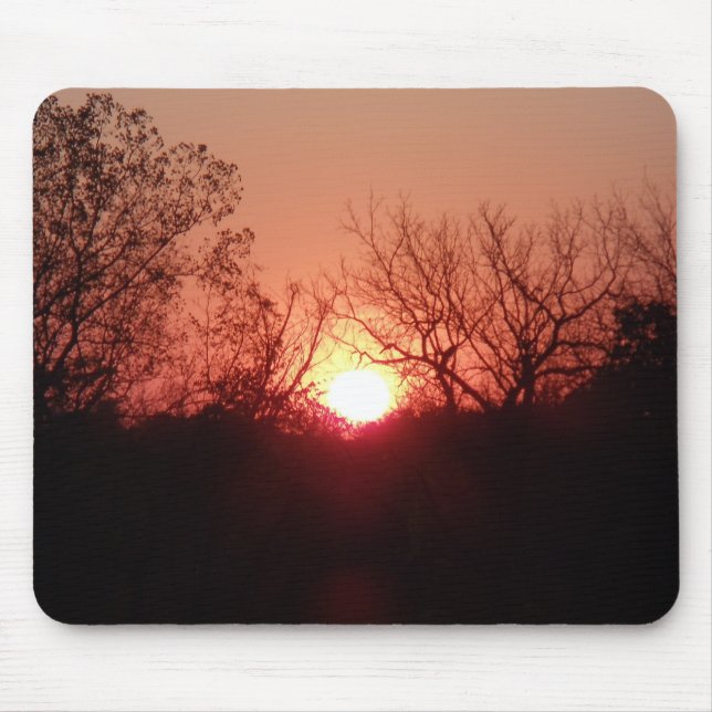 Tapis De Souris Souris Silhouette Rouge Coucher De Soleil (Devant)