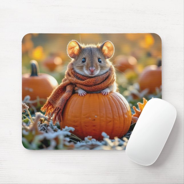 Tapis De Souris Souris sur un Citrouille d'automne (Avec souris)