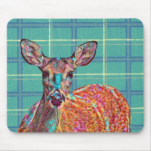 Tapis De Souris Souris Vintage Plaid Deer Art
