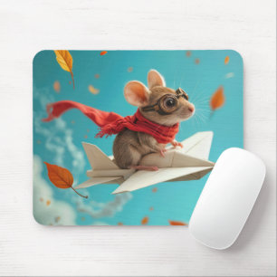 Tapis De Souris Souris volant un avion en papier