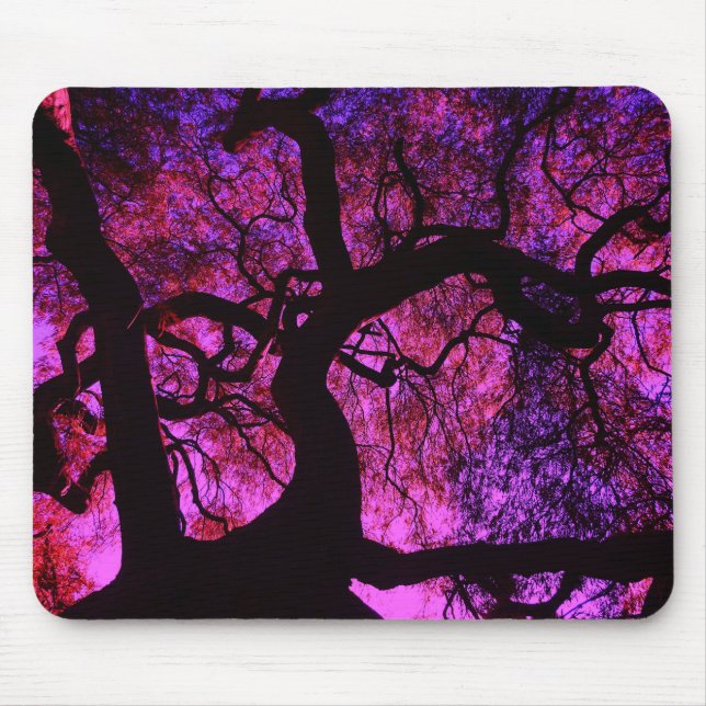 Tapis De Souris Sous l'arbre en rose et pourpre (Devant)