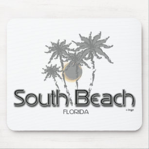 Tapis De Souris South Beach Miami Grey Palms