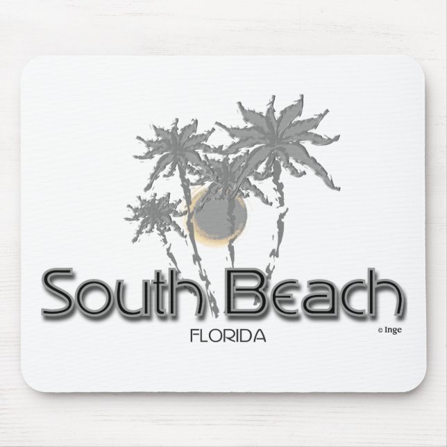 Tapis De Souris South Beach Miami Grey Palms (Devant)