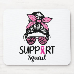 Tapis De Souris Soutien Squad Messy Bun Leopard Pink Breast Cancer
