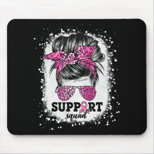 Tapis De Souris Soutien Squad Messy Bun Pink Ribbon Cancer du sein