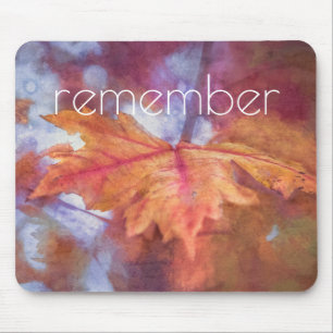 Tapis De Souris Souvenez-vous de l'automne Maple Leaf Photo Art