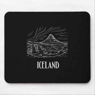 Tapis De Souris Souvenir Islande Art Rétro Randonnée Aurore Boréal