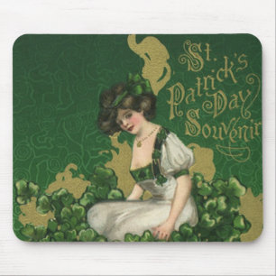 Tapis De Souris Souvenir vintage de la Saint Patrick, Lass irlanda