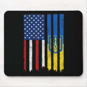 Tapis De Souris Soyez Avec L'Ukraine Ukrainienne Américaine Flag P