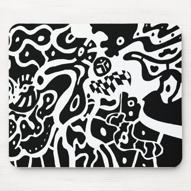 Tapis De Souris "Space" B&W Art Abstrait (Devant)