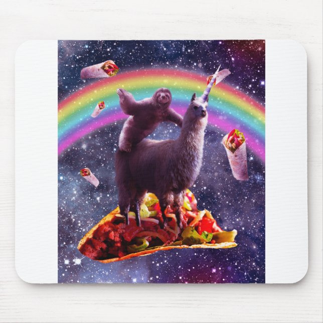 Tapis De Souris Space Sloding Llama Unicorn - Taco & Burrito (Devant)