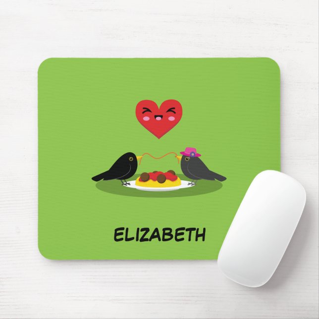 Tapis De Souris Spaghetti Meatballs Date romantique | Ajouter Votr (Avec souris)