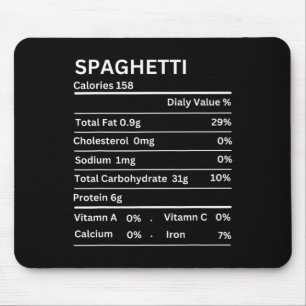Tapis De Souris Spaghetti valeur nutritive drôle Thanksgiving Nutr