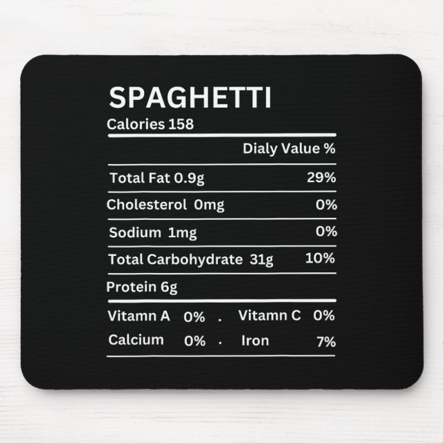 Tapis De Souris Spaghetti valeur nutritive drôle Thanksgiving Nutr (Devant)