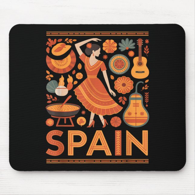 Tapis De Souris Spain funny spanish culture flamenco guitar paella (Devant)