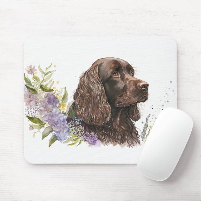Tapis De Souris Spaniel Cocker au chocolat à Lilacs (Avec souris)