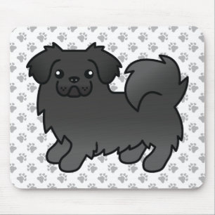 Tapis De Souris Spaniel Tibétain Noir Chien de Dessin Animé Mignon