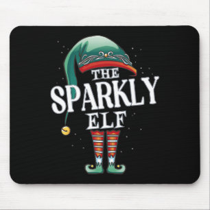 Tapis De Souris Sparkly Elf Christmas Group Jeu de pyjama de Noël