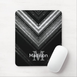 Tapis De Souris Sparkly metal silver black galaxy chevron Monogram