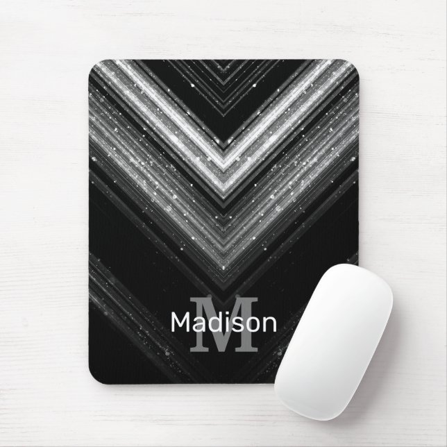 Tapis De Souris Sparkly metal silver black galaxy chevron Monogram (Avec souris)