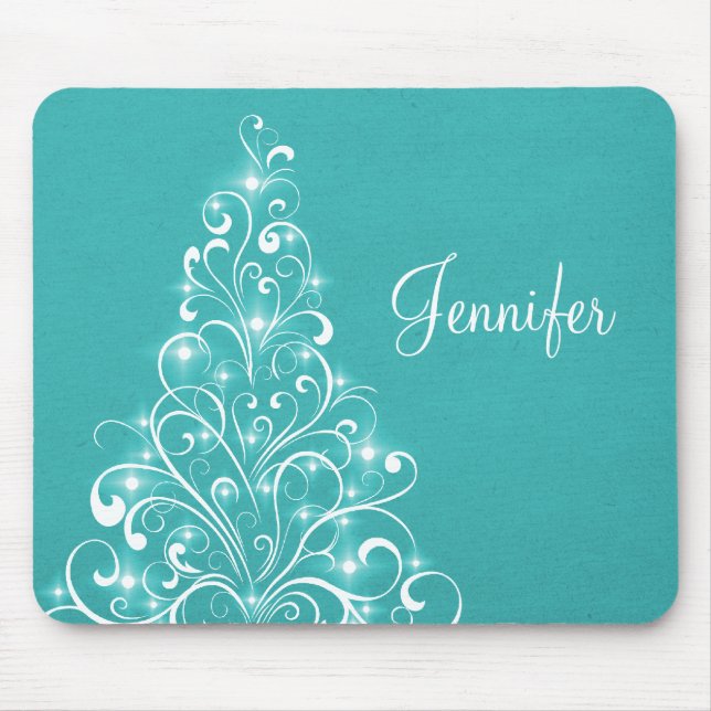 Tapis De Souris Sparktree Holiday Tree Mousepad, Aqua (Devant)