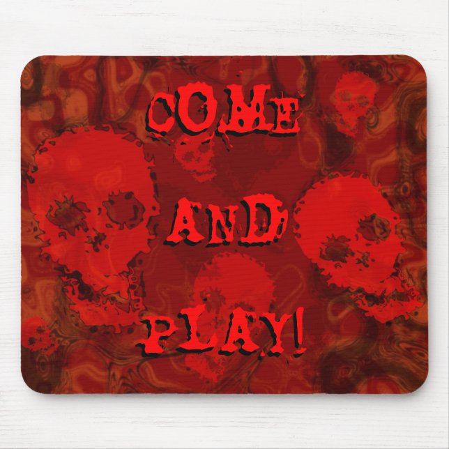 Tapis De Souris Spectres crâniens Red 'Come and Play!' mousepad (Devant)