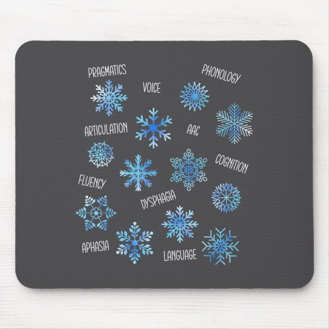 Tapis De Souris Speech Therapy Snowflake Winter Vocabulary Theme F (Devant)