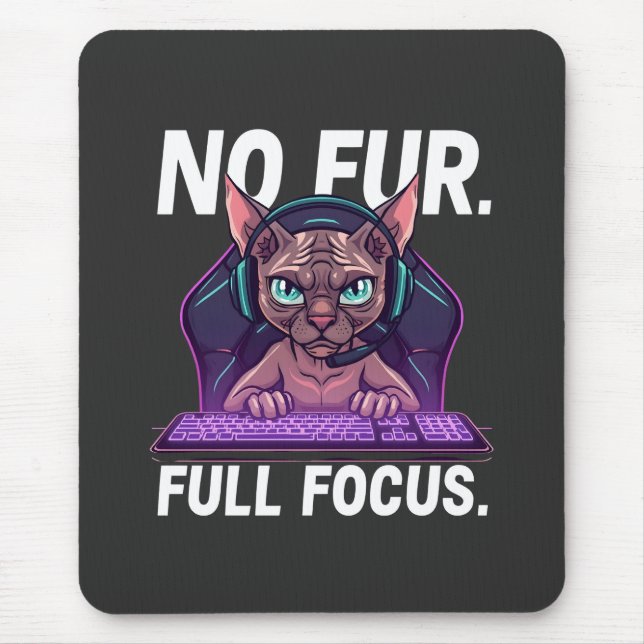 Tapis De Souris Sphynx Cat Gamer Full Focus Neon Art (Devant)