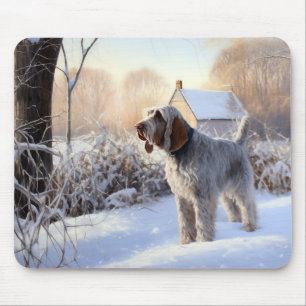 Tapis De Souris Spinone Italiano Qu'il neige Noël