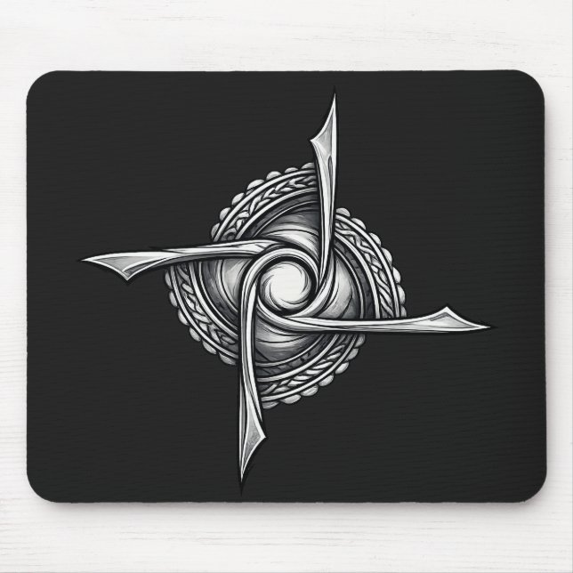 Tapis De Souris Spiral Blade Sigil – Abstract Rotational Symbol (Devant)