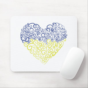 Tapis De Souris Spiral tourbillons mehandi coeur drapeau ukrainien