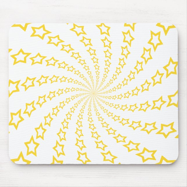 Tapis De Souris Spirale d'étoile : Jaune et blanc : Mousepad fait (Devant)