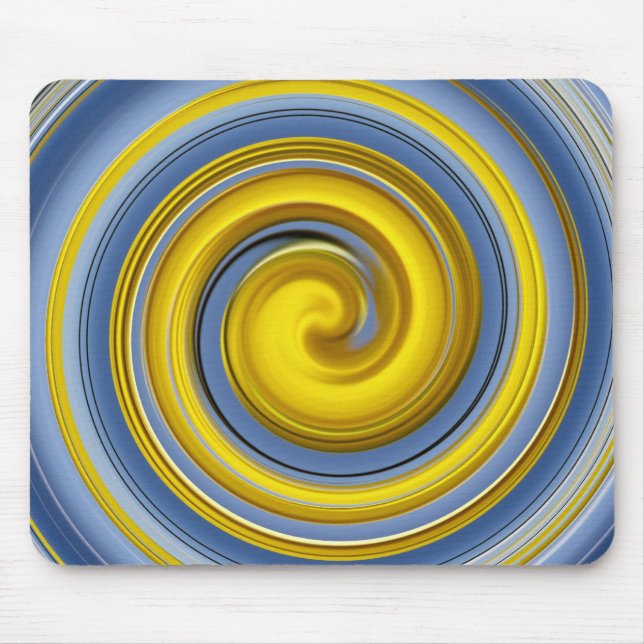 Tapis De Souris spirale jaune et bleue (Devant)