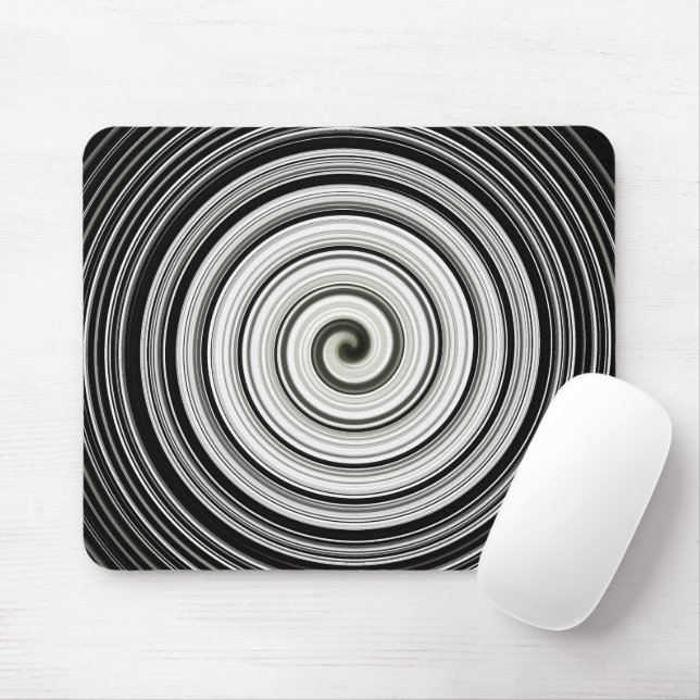 Tapis De Souris Spirale Noire Et Blanche (Avec souris)