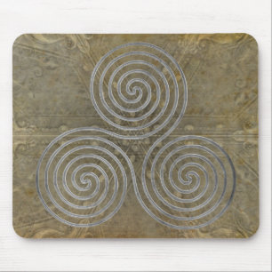 Tapis De Souris spirale triple celtique - argent antique une ligne