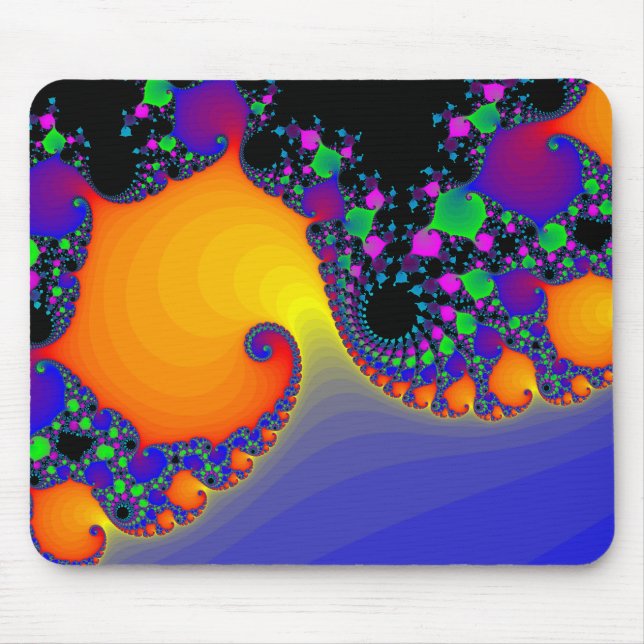 Tapis De Souris Spirales colorées de fractale : (Devant)