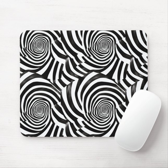 Tapis De Souris Spirales Noir Blanc (Avec souris)